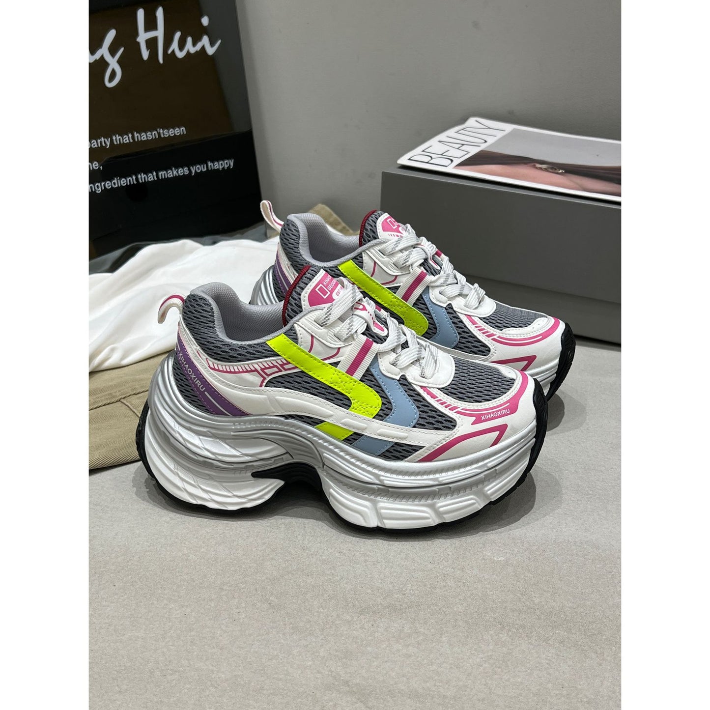 Women's Dad Spring Small Height Increasing Color Sneakers