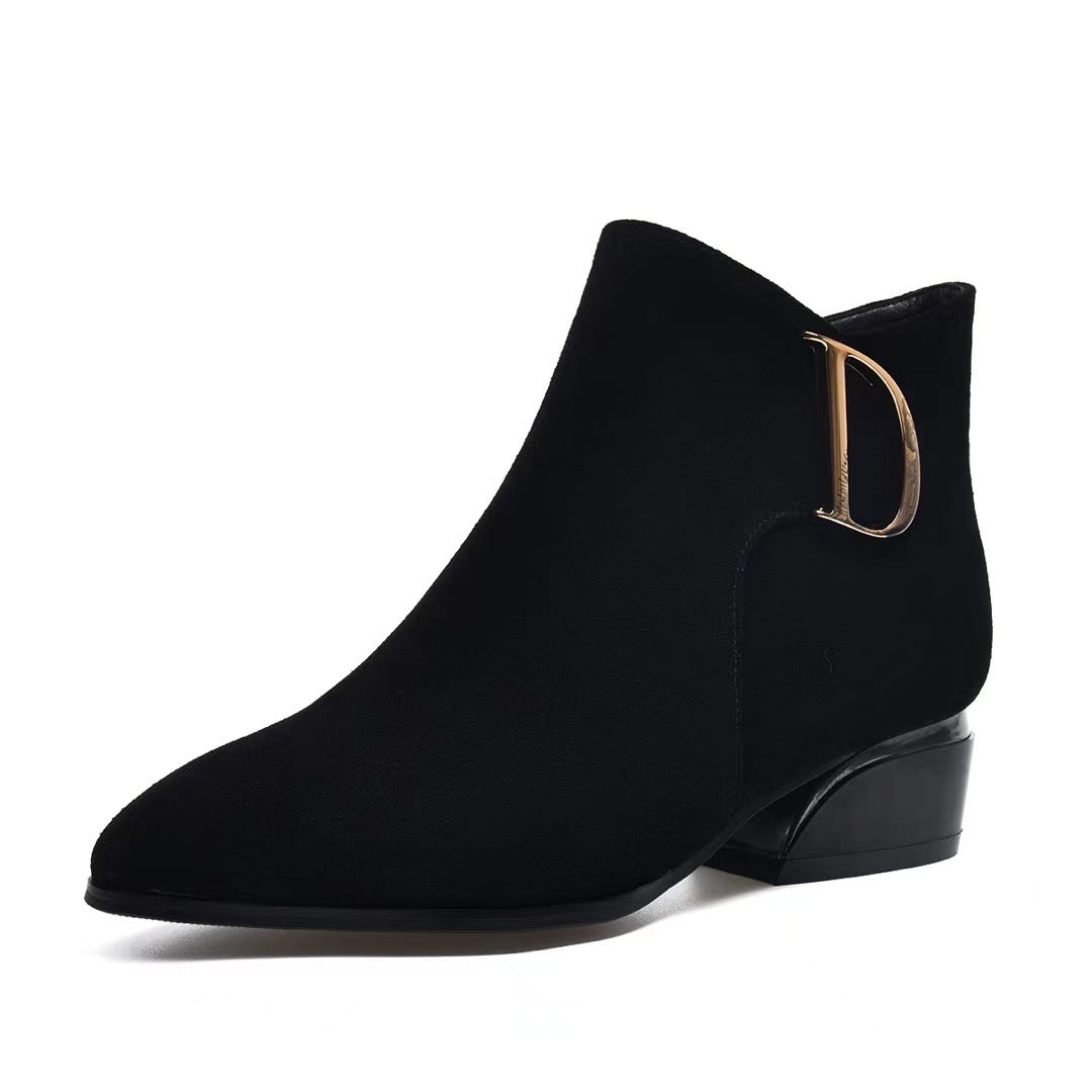 Women's Mid Booties Frosted Sheepskin Fleece-lined Thick Boots