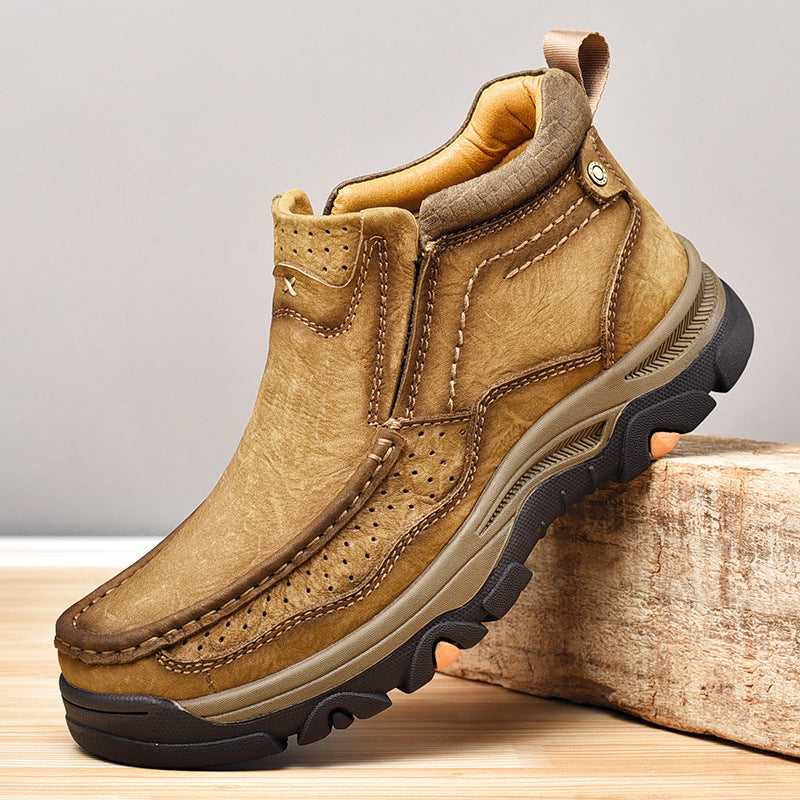 Men's Top Layer Cowhide Large Size Thick Bottom Men's Leather Boots