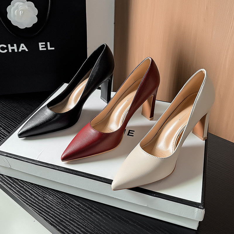 Women's Professional Square Pointed Toe Temperament Wild Soft Not Men's Shoes