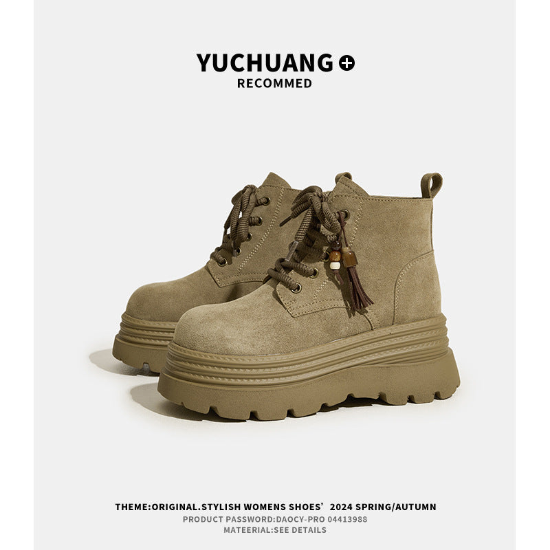 Women's Platform Martin Autumn Big Head Passing Retro Ankle Women's Leather Boots