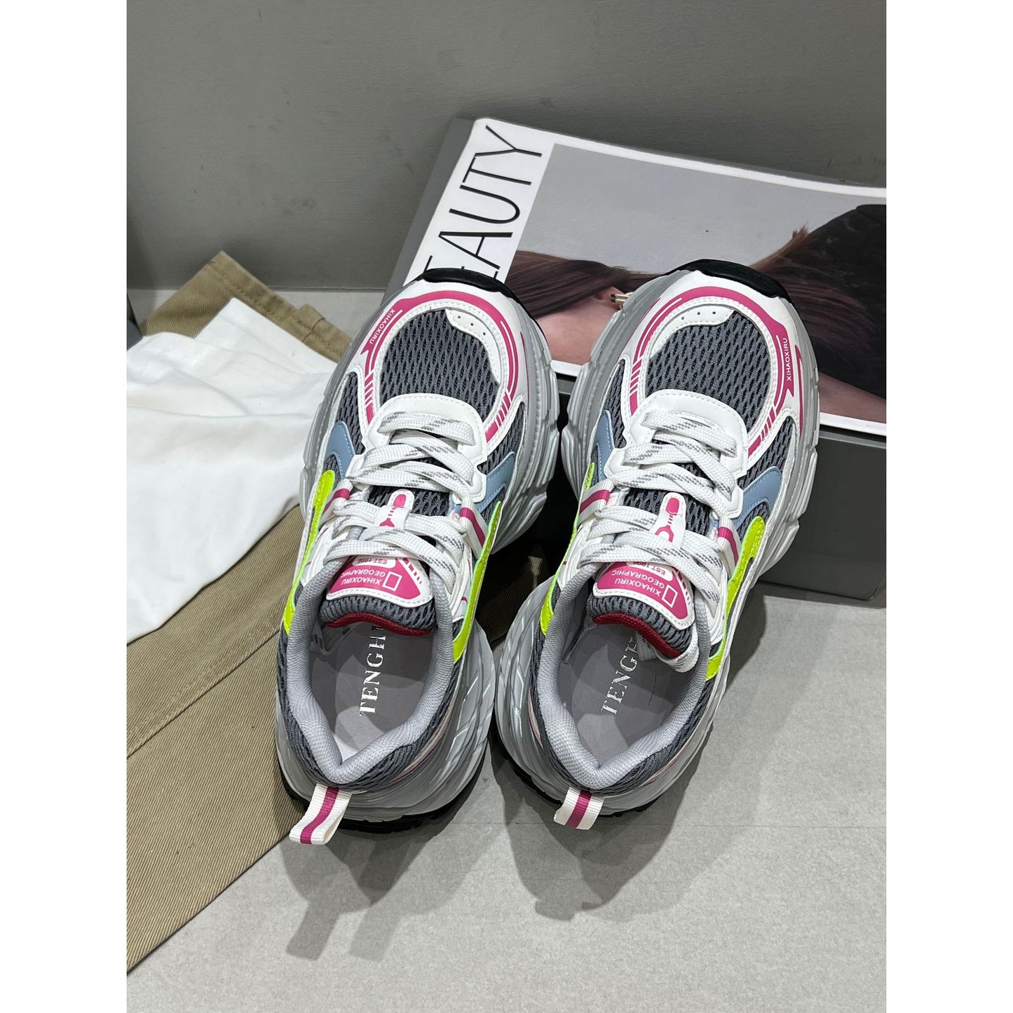 Women's Dad Spring Small Height Increasing Color Sneakers