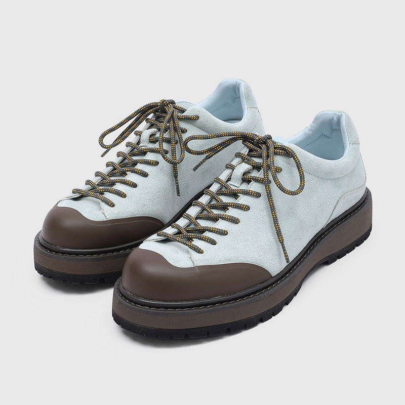 Men's Lace Loop Derby Outdoor Leisure Platform Height Increasing British Fashionable Men's Casual Leather Shoes