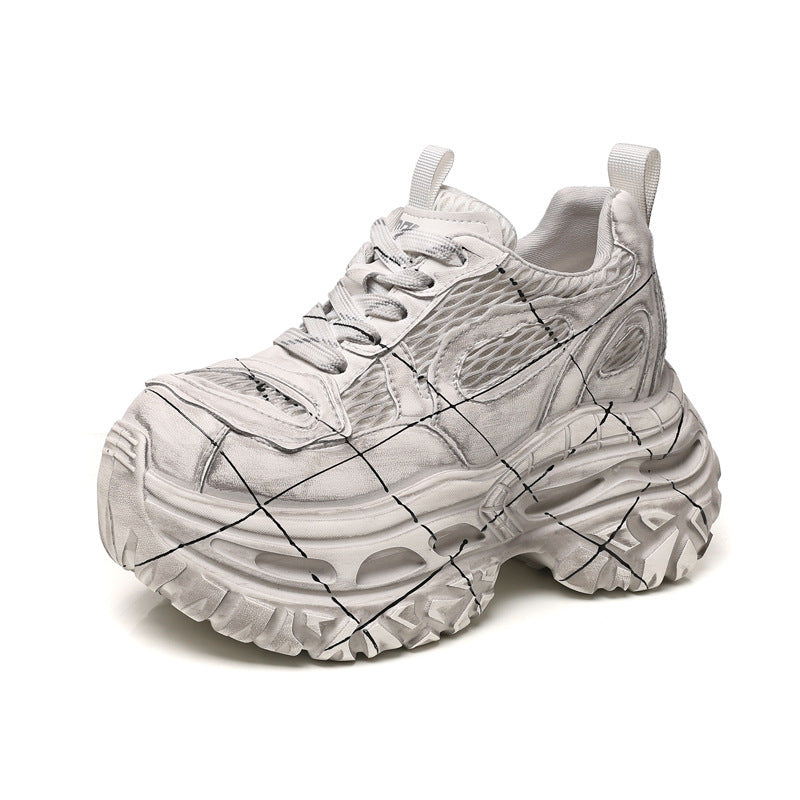 Women's Platform Height Increasing Insole Retro Daddy Sports Casual Shoes