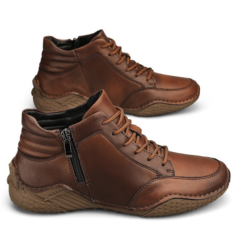 Men's Winter Martin Fashionable Genuine Cowhide With Men's Casual Leather Shoes