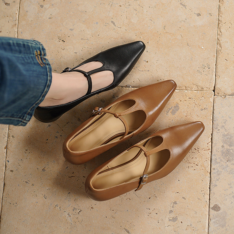 Women's High-grade Spring Handmade Soft Sheepskin Shallow Mouth Pumps Men's Shoes
