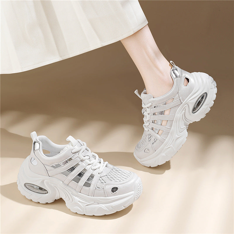 Women's Breathable Hollow Air Cushion Foam Bottom Platform Sports Casual Shoes