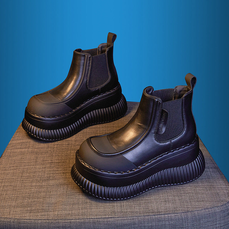 Women's Thick-soled Smoke Pipe Chelsea Elevator Ankle Boots
