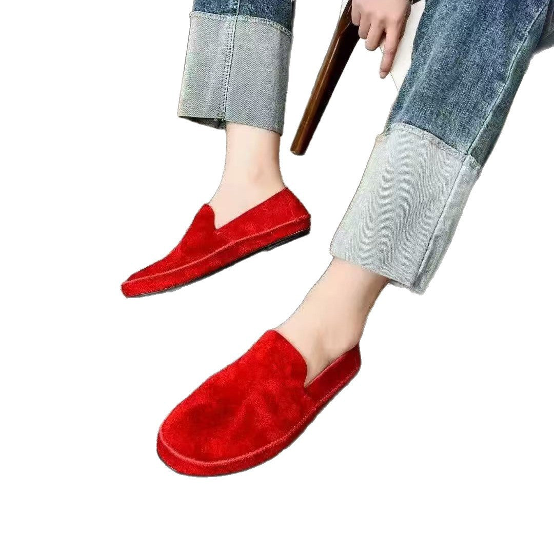 Women's Preface Fan First Layer Cowhide Flat One Pedal Women's Casual Shoes