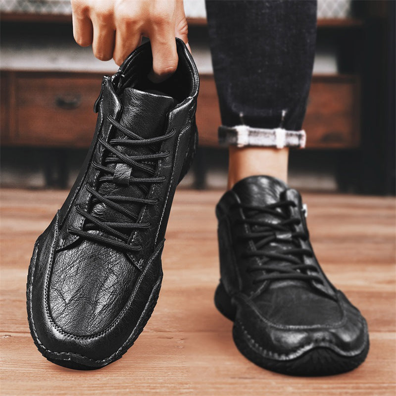Men's Winter Martin Fashionable Genuine Cowhide With Men's Casual Leather Shoes