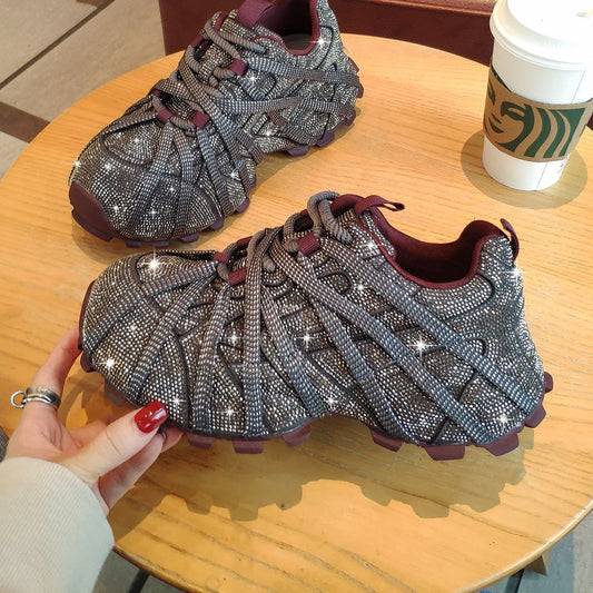Women's Goods High Quality Full Diamond Dad Autumn Sports Casual Shoes