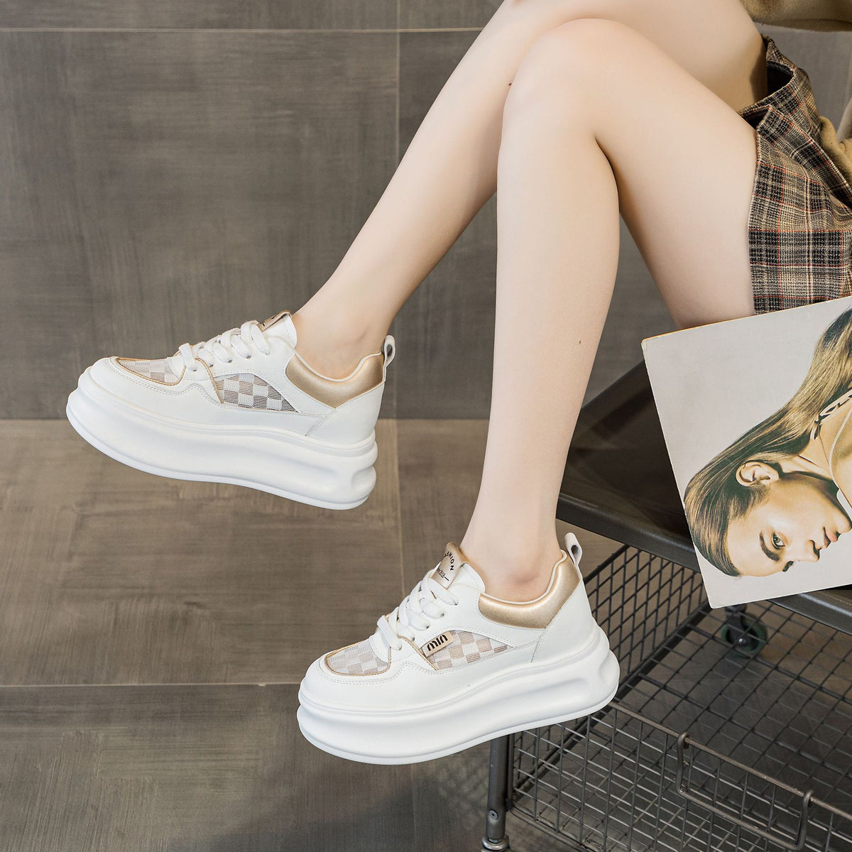 Women's Surface White Spring Height Increasing Insole Versatile Sports Women's Casual Shoes