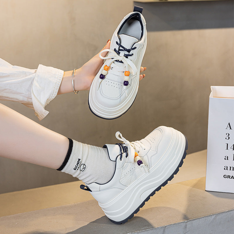 Women's White Color Matching Thin Strap Sports Women's Casual Shoes