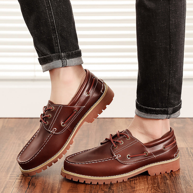 Men's Top Layer Cowhide Classic Boat British Men's Casual Shoes
