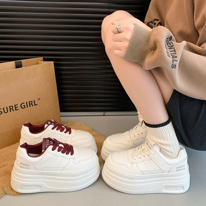 Women's Invisible Height Increasing Insole Platform White Women's Casual Shoes