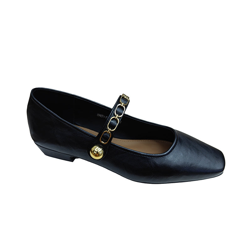 Women's Luxury Retro Slip-on Soft Bottom Black French Pumps Square Toe Women's Fashion Shoes