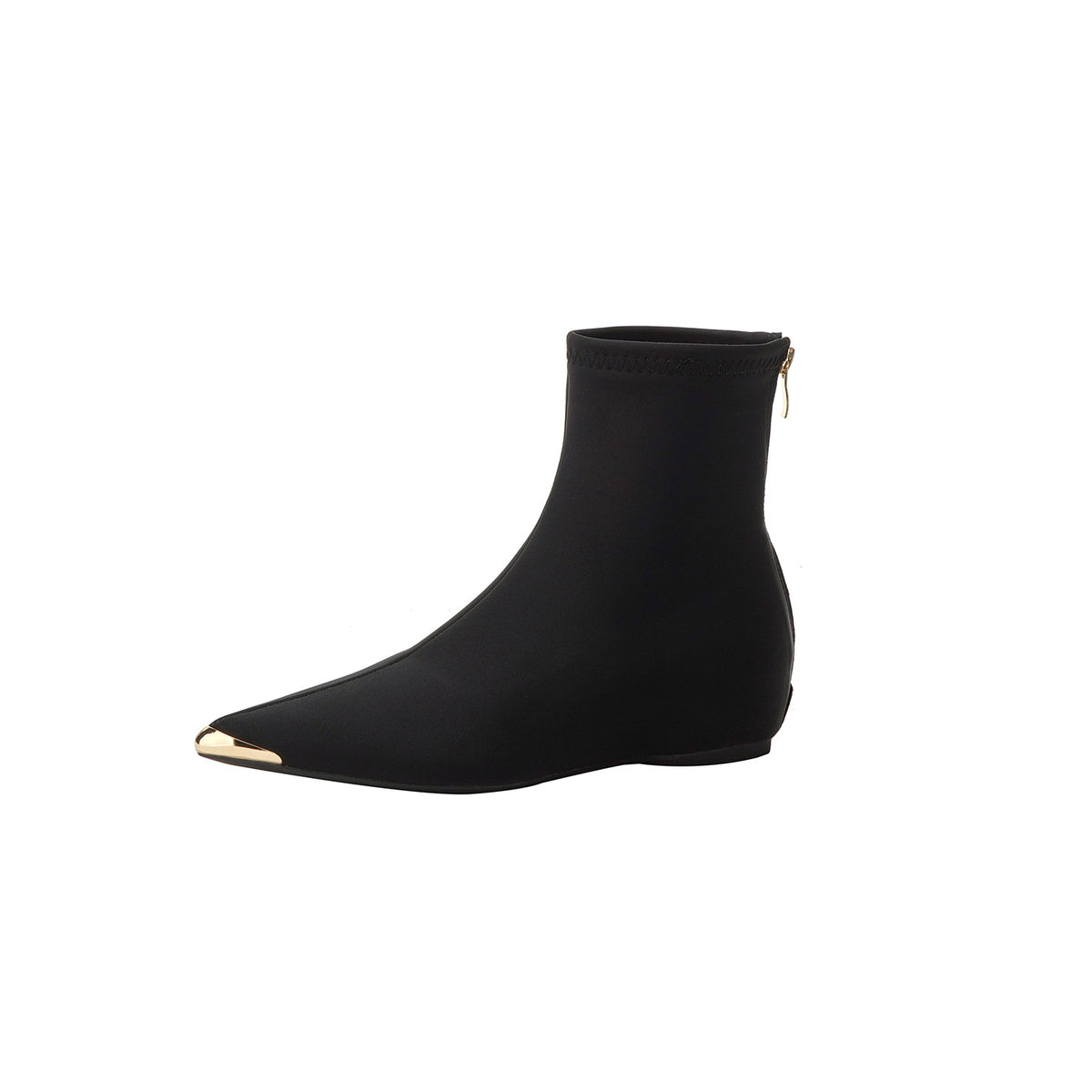 Height Increasing Female Metal Pointed Toe Stretch Thin Women's Leather Boots