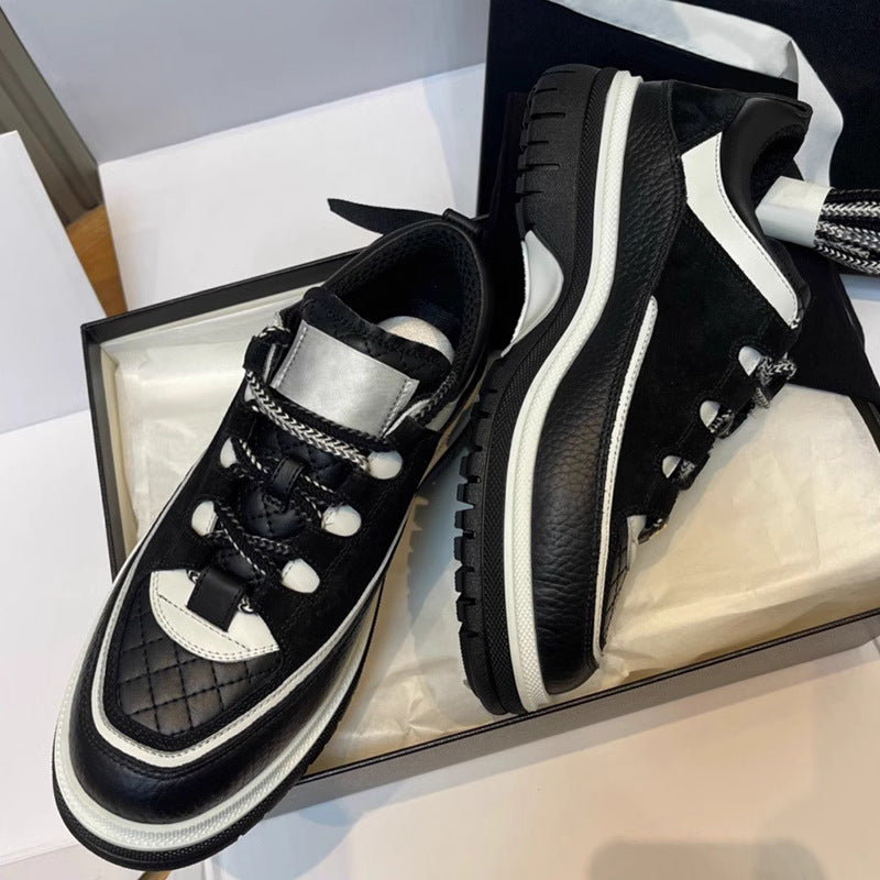 Women's Classic Style Rhombus Panda Color Thick Women's Sports Shoes