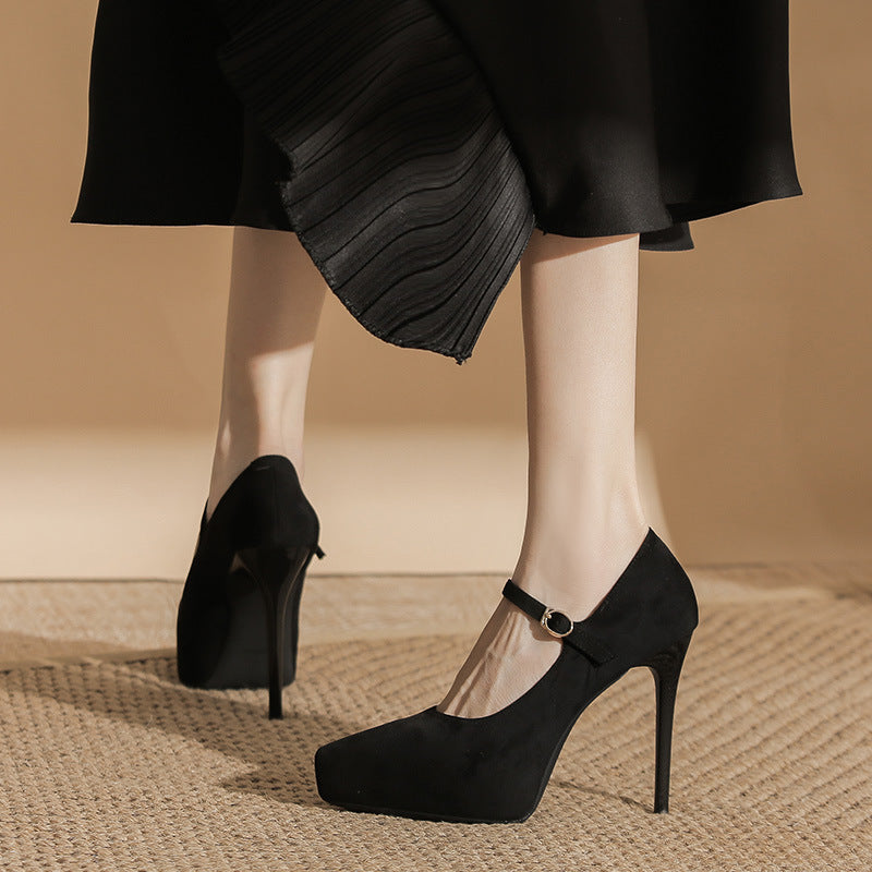 One-word With Pointed Toe Stiletto High French Heels