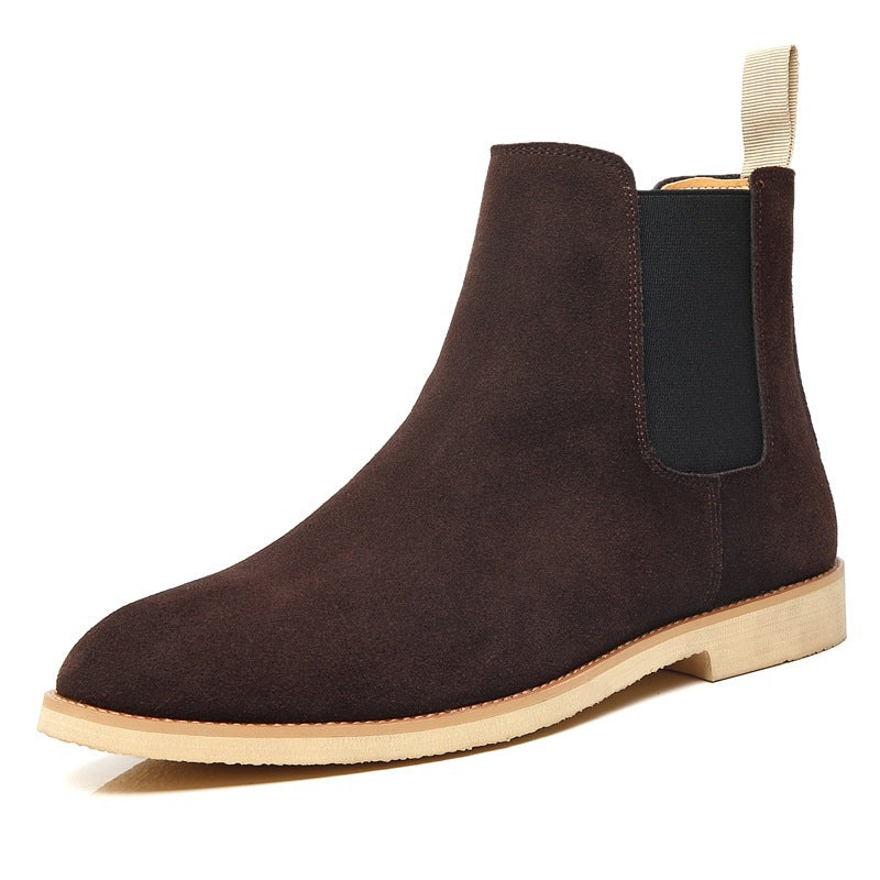 Men's Chelsea Pointed British Style Martin Matte High Men's Leather Boots