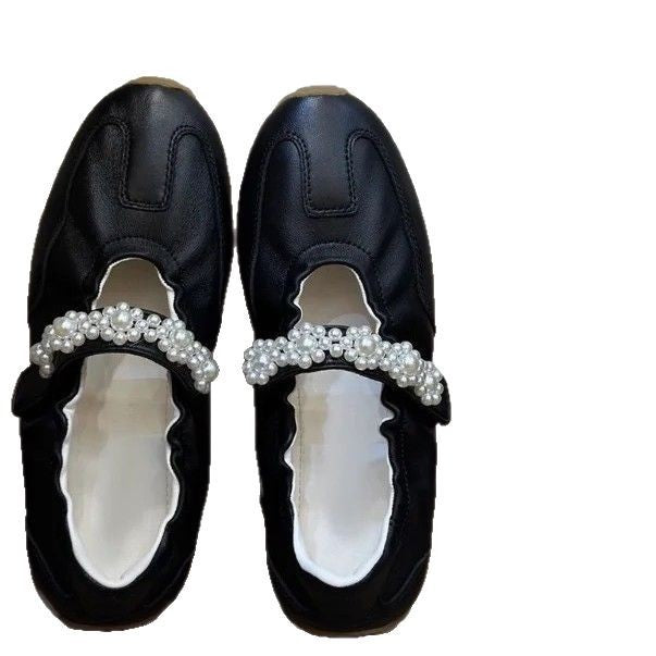 Women's Height Increasing Style Mary Jane Pearl Retro Moral Training Sports Casual Shoes