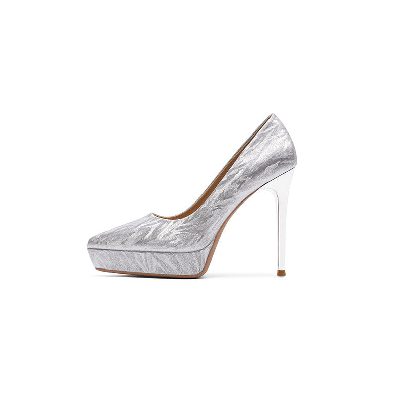 Women's French Pointed Stiletto Gree Low-cut Waterproof Women's Fashion Shoes