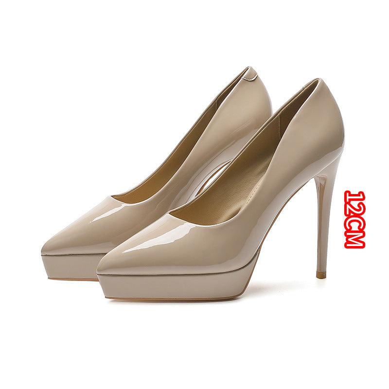 Women's For Sexy Temperament Waterproof Platform Solid Color Heels