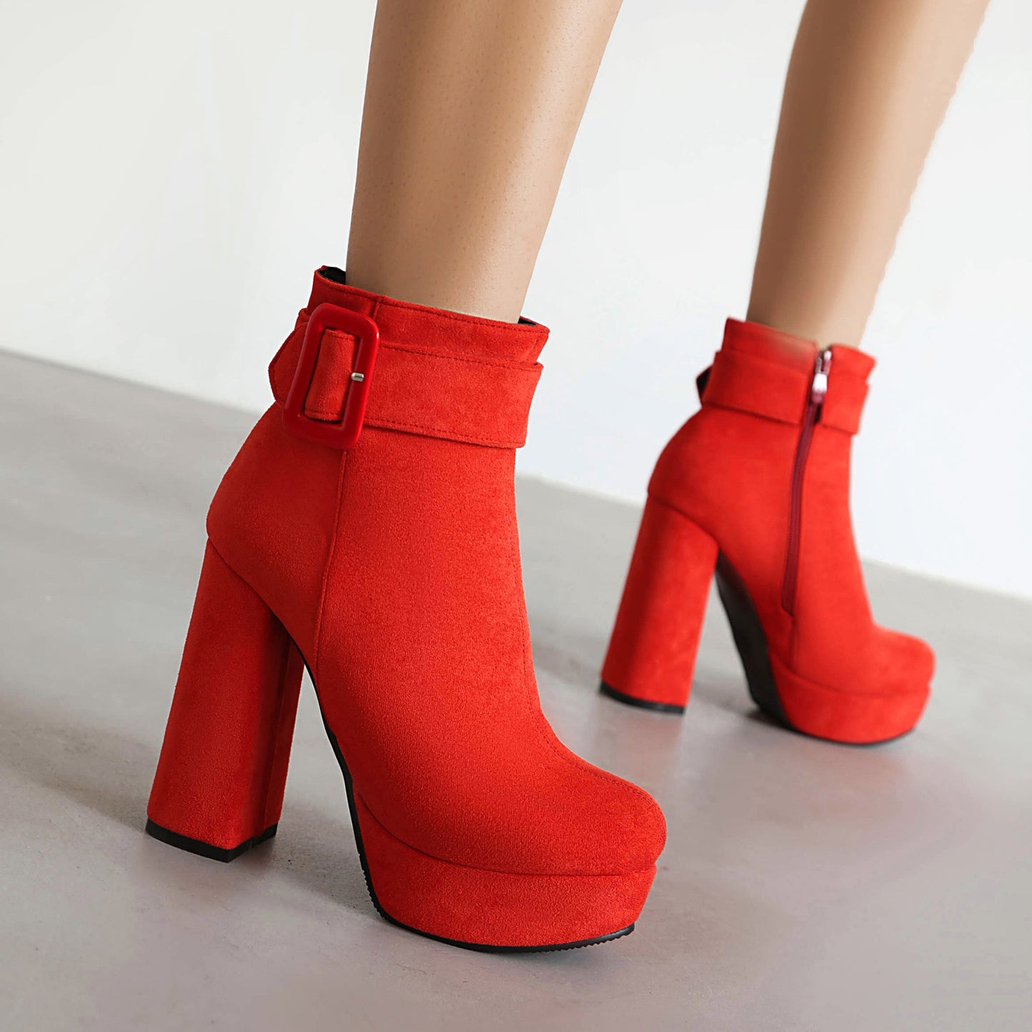 Women's Punk Thick Bottom Waterproof Platform Belt Buckle Women's Leather Boots
