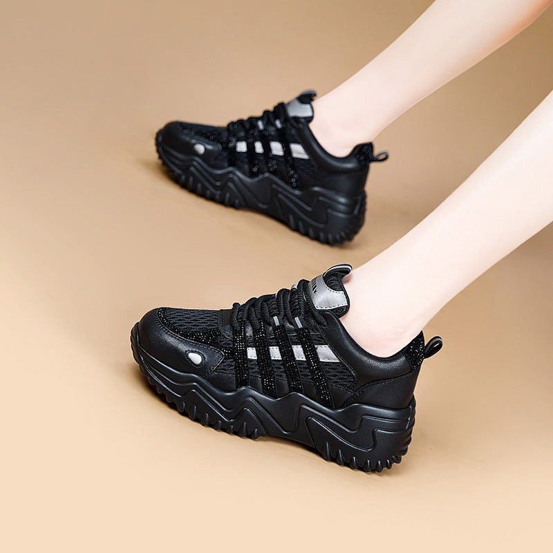 Women's Autumn Mesh Fashion Thick Bottom Increased Sports Casual Shoes