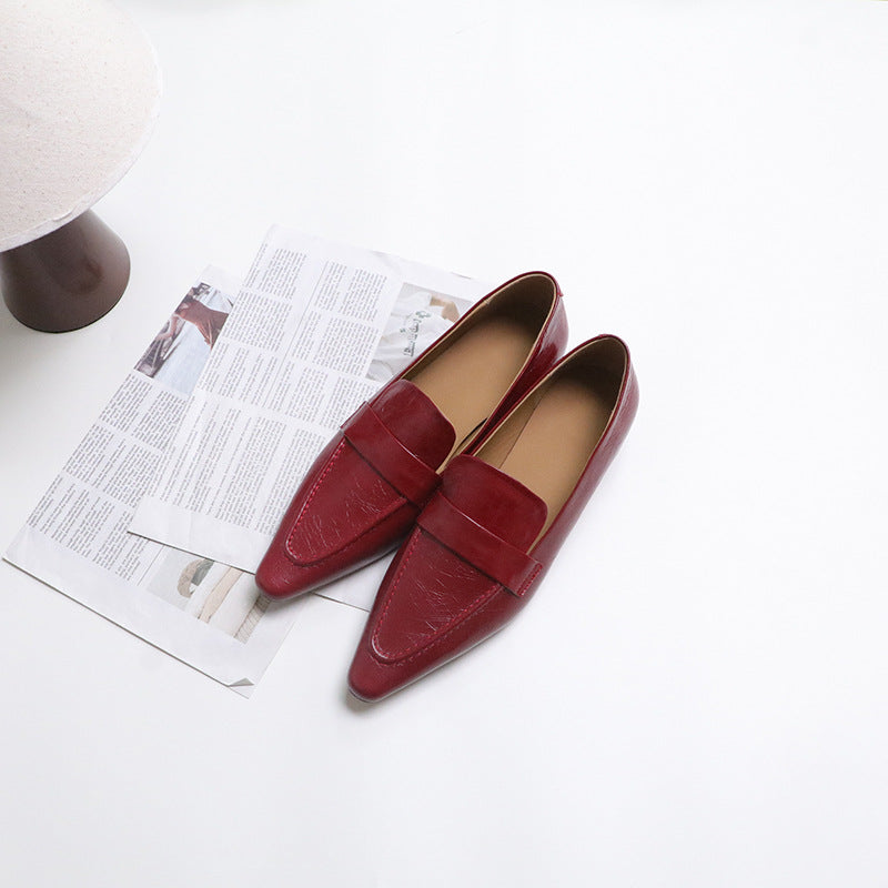 Women's Basic Simple Uniform Genuine Pumps Leather Shoes