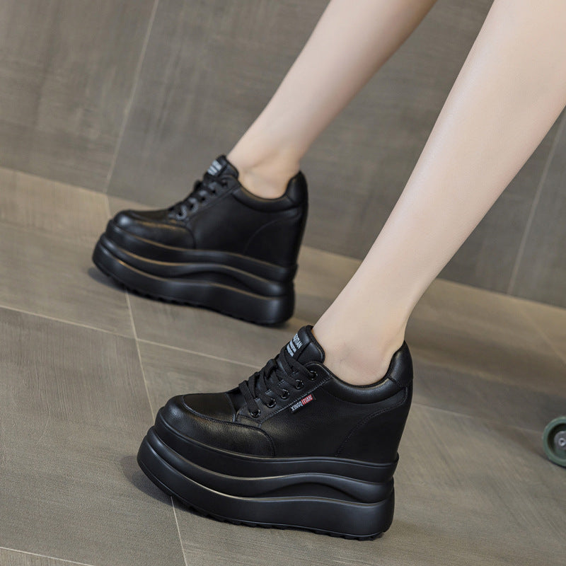 Women's Platform White Spring Height Increasing Insole Korean Style Women's Casual Shoes