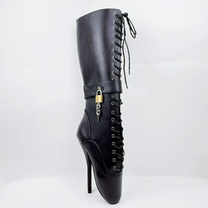 Ballet Diamond Matte High Fashion Hook Women's Leather Boots