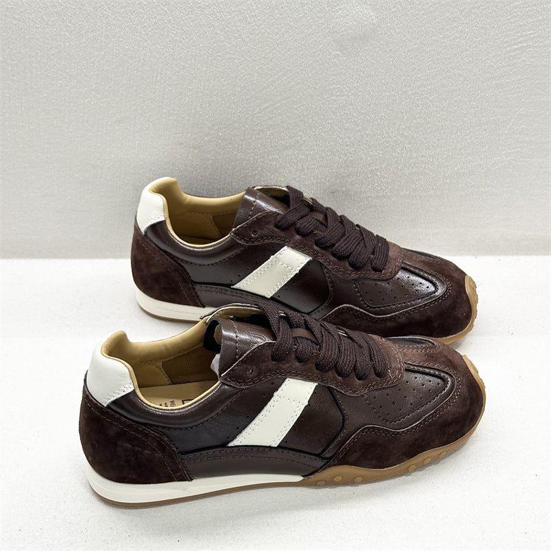 Women's Genuine Skate Black Soft End Retro Coffee Color Mountaineering Flat Sports Casual Shoes