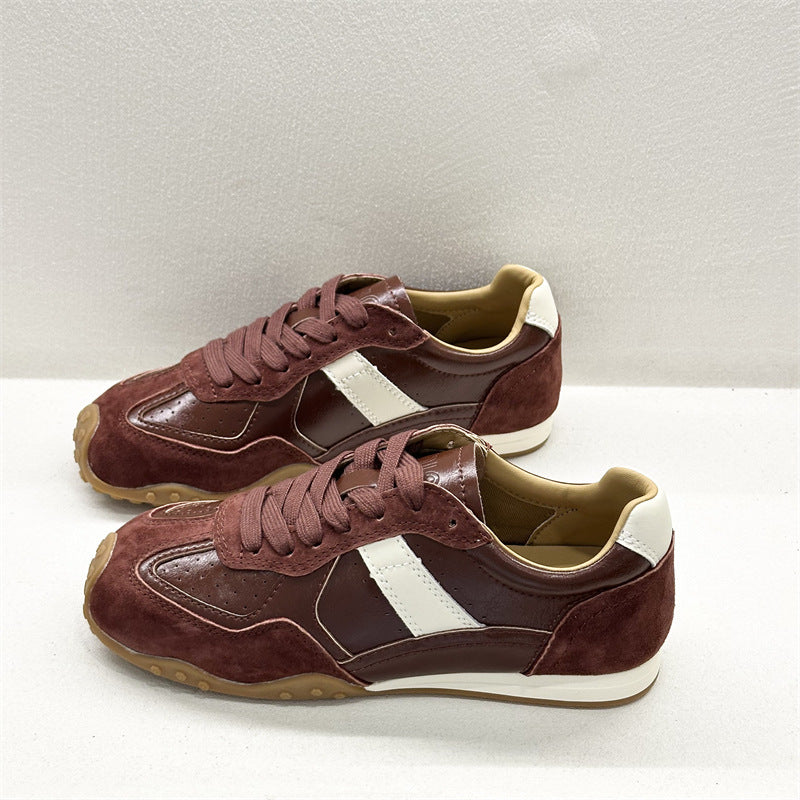 Women's Genuine Skate Black Soft End Retro Coffee Color Mountaineering Flat Sports Casual Shoes