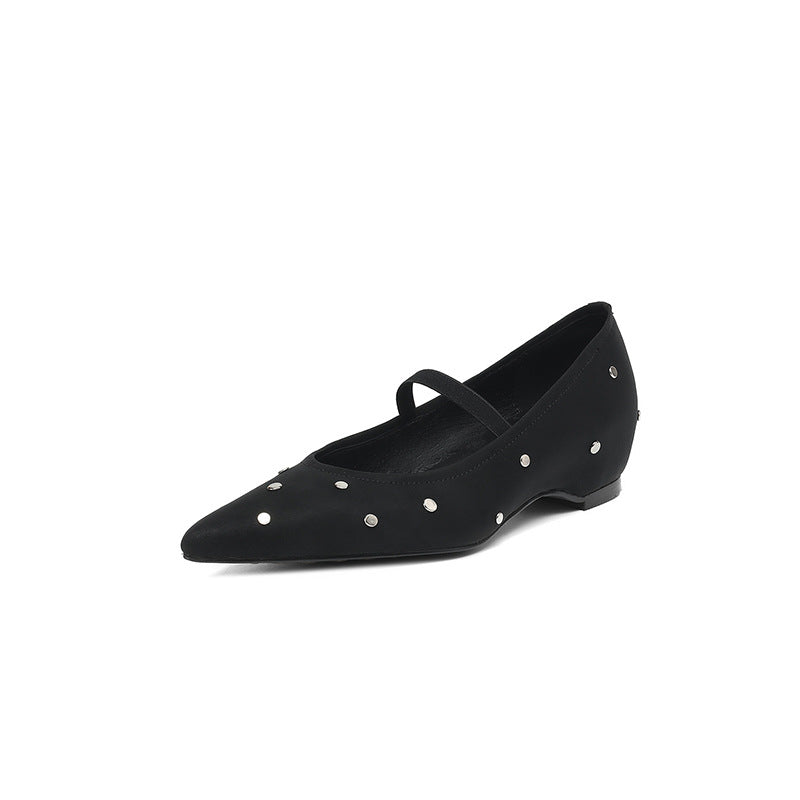 Increasing Insole Rivet Shallow Mouth Strap Mary Jane Female Commuting Women's Fashion Shoes