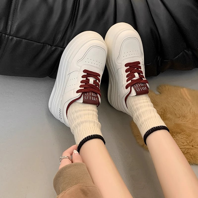 Women's Invisible Height Increasing Insole Platform White Women's Casual Shoes