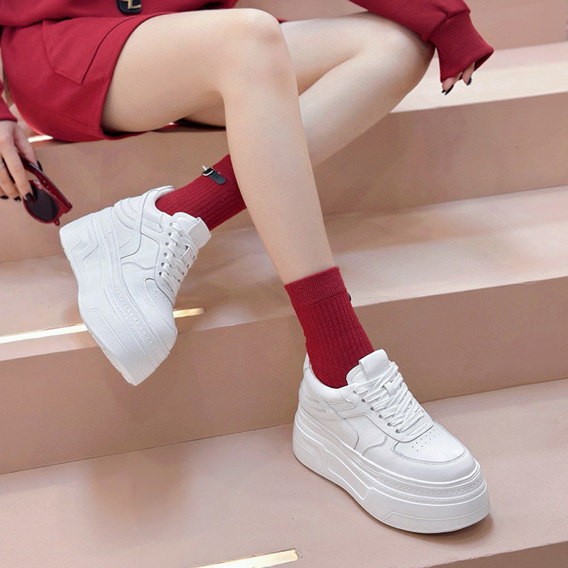 Women's Genuine Platform White Spring Fashion Sports Casual Shoes