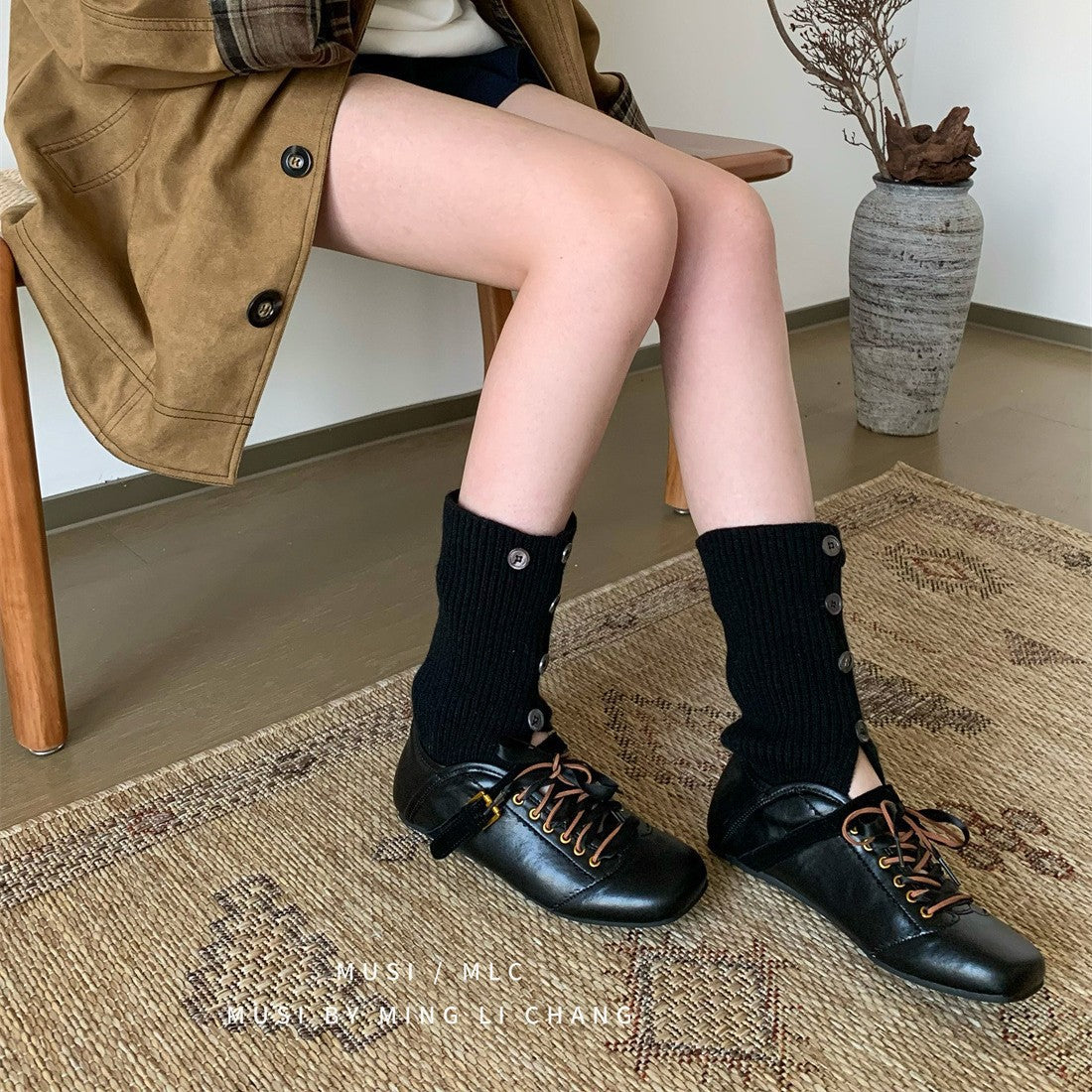 Versatile Elegant Fashion Button Socks Stretch Women's Leather Boots