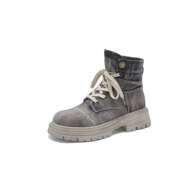 Women's Increasing Insole Denim Martin Spring Thick Boots