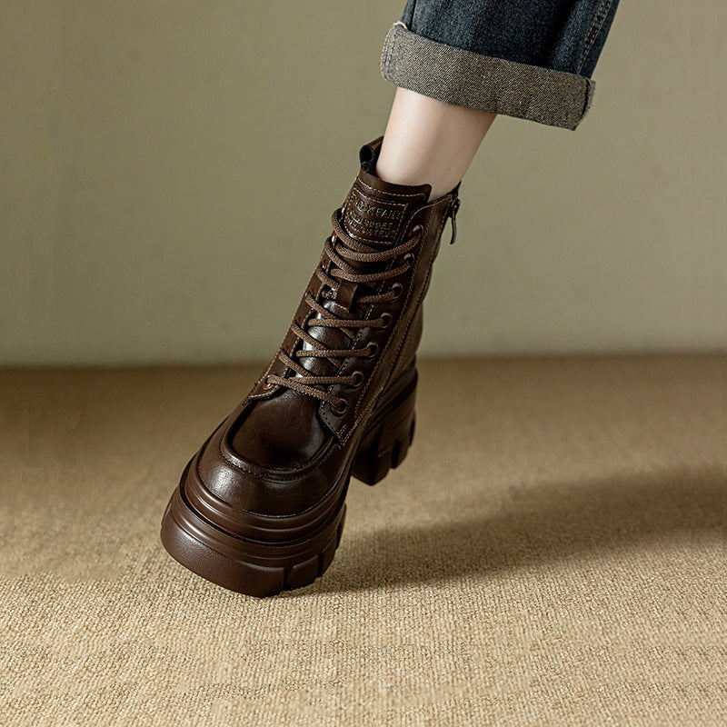 Women's Martin Elevator Fleece-lined Small Platform Ankle Retro Easy Boots