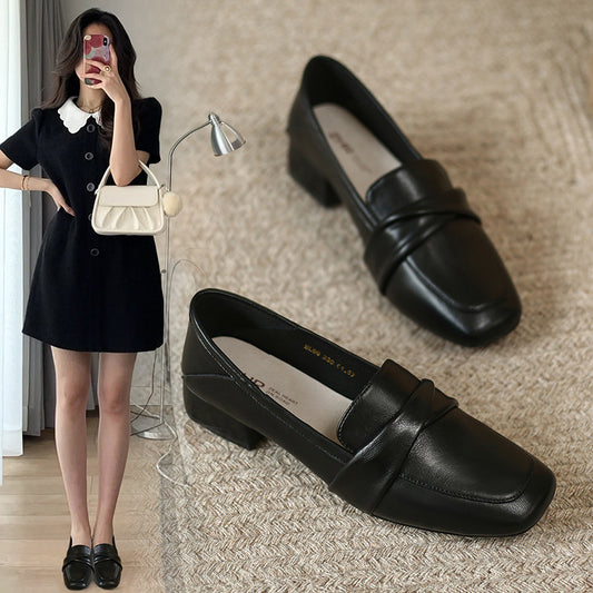 Women's Chunky Pumps Summer British Style Square Toe One Women's Fashion Shoes