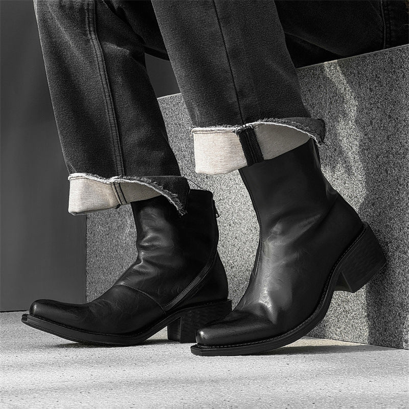 Black Wizard Thick-soled High Retro Warped Head Niche High-grade Boots