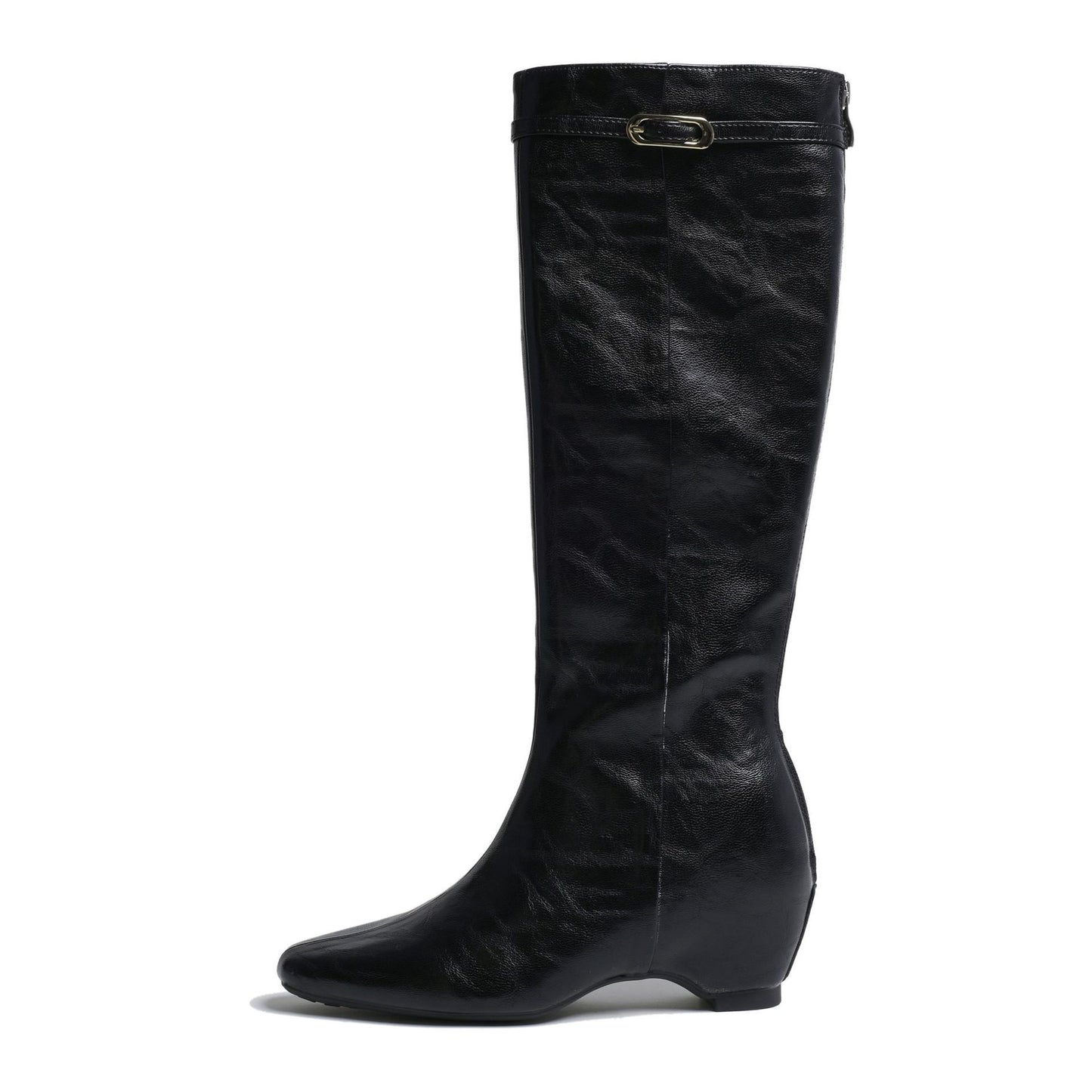 Women's Cowhide Version Small Height Increasing Insole High-heeled Women's Leather Boots