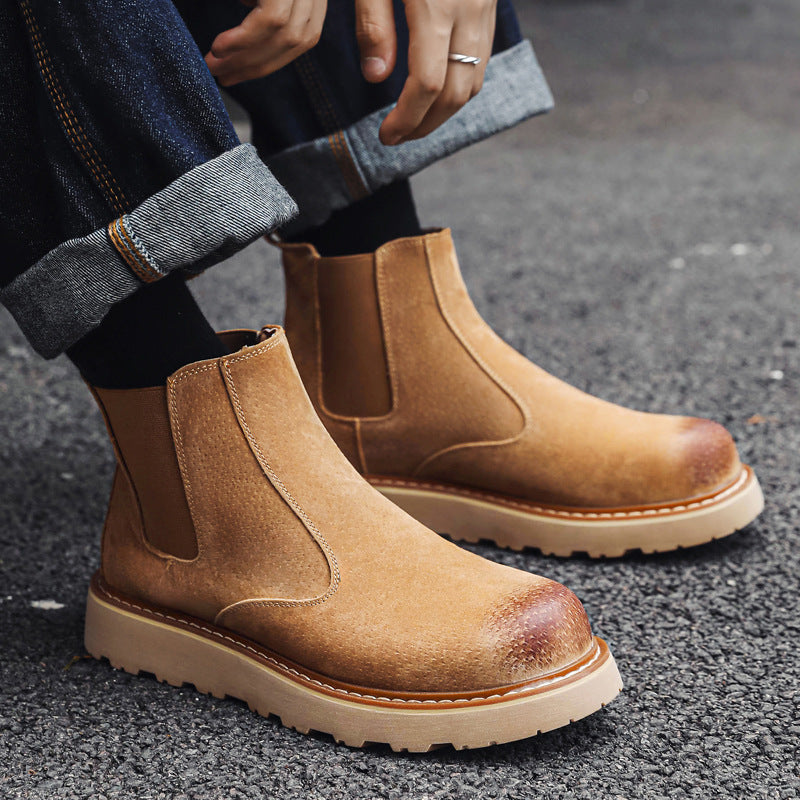 Fashion Classic Men's Martin Retro Platform Men's Leather Boots