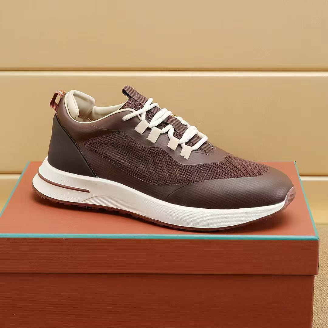 Men's Woven Breathable Cowhide Stitching Pumps Comfortable Men's Sports Shoes