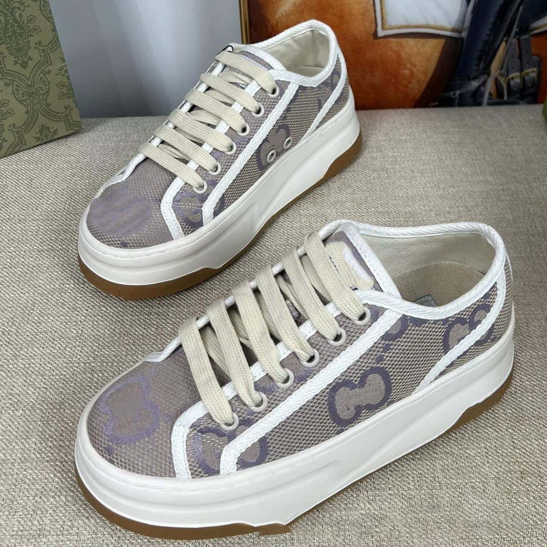 Platform Heightened Vintage Embroidered Board Fashion Canvas Shoes