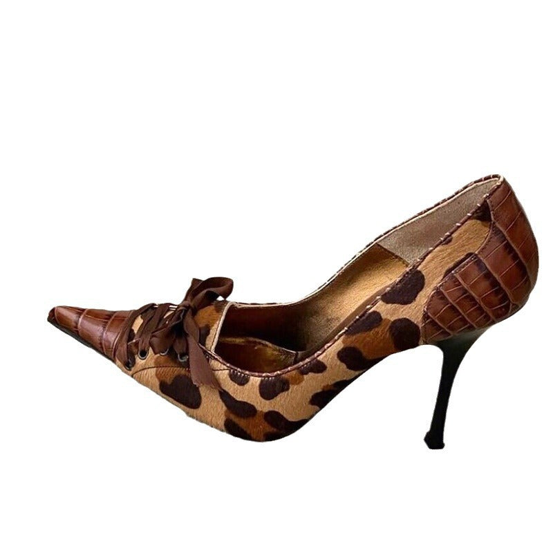 Women's Pointed Stiletto High Summer Niche Leopard Print Heels