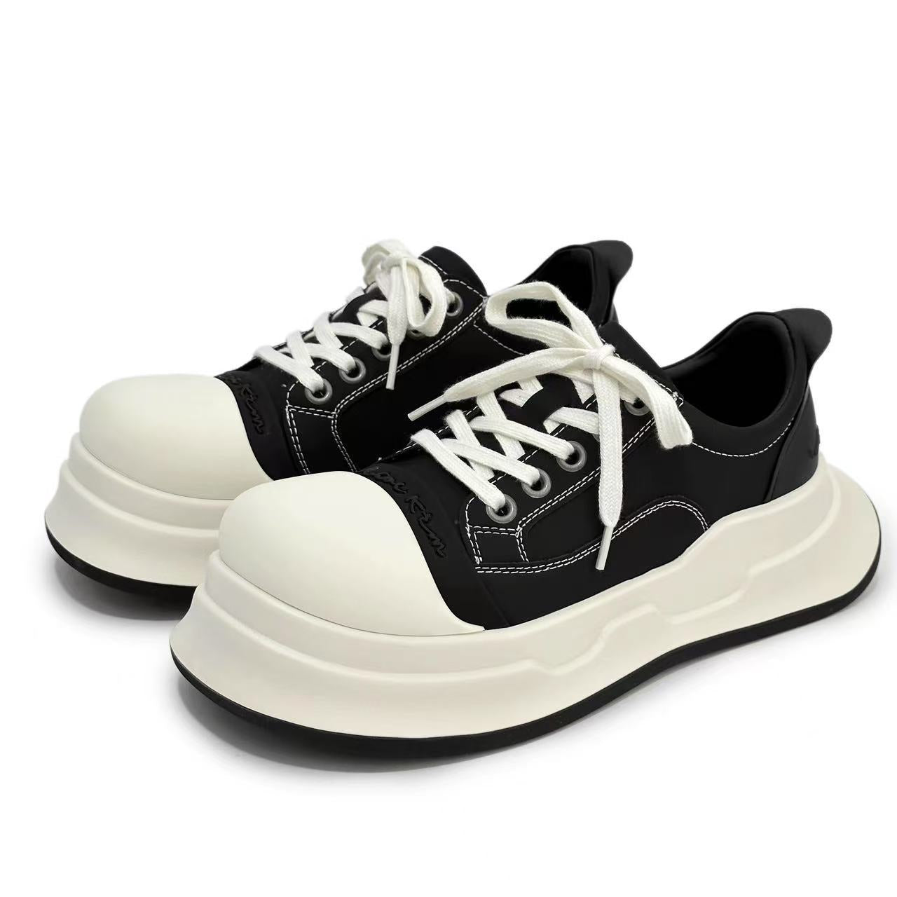 Men's White Big Toe Round Niche Ugly Cute Thick Men's Sports Shoes