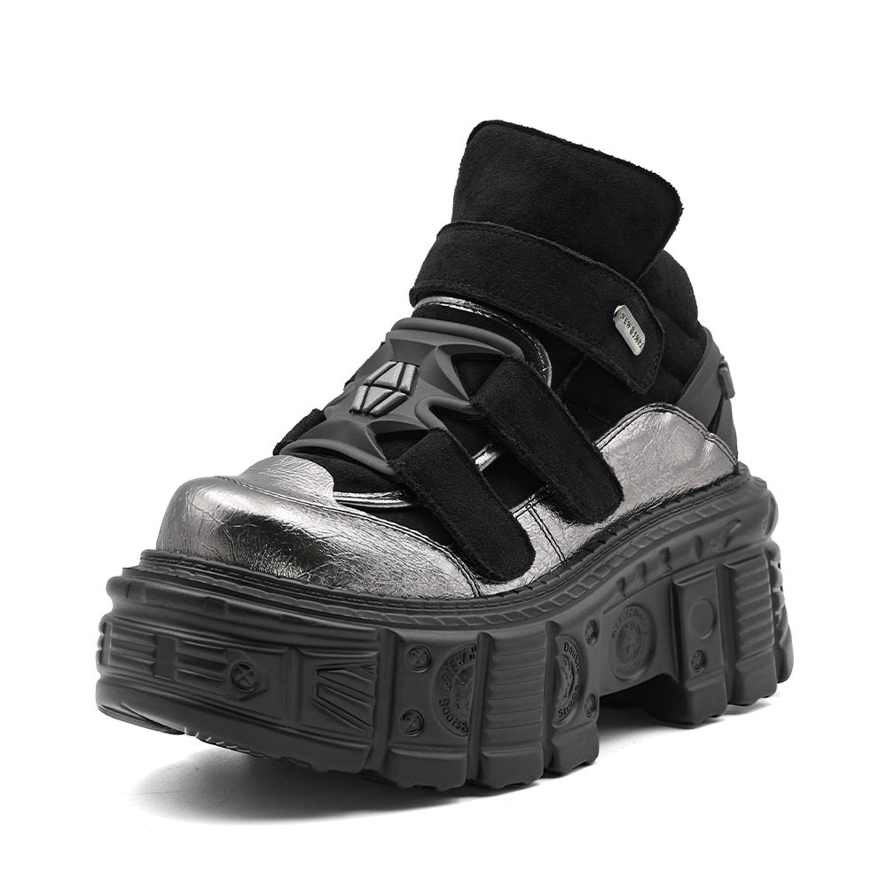 Women's & Men's Platform Punk Muffin Tank Bottom Height Women's Leather Boots