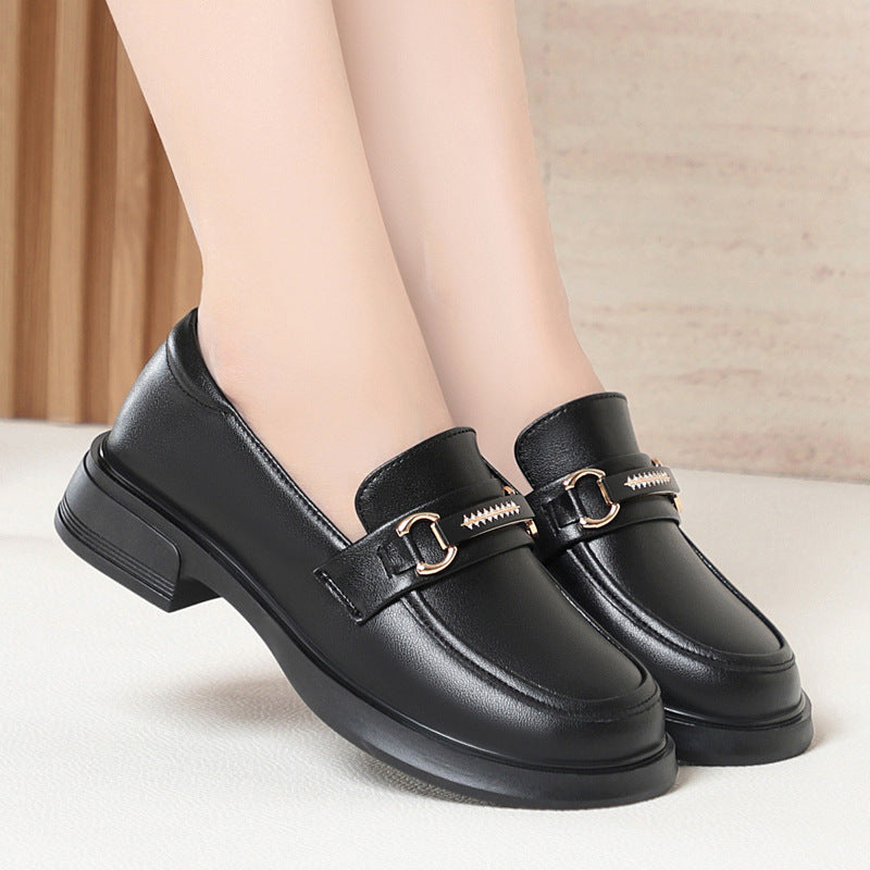Soft Bottom French Style British Flat Metal Women's Fashion Shoes